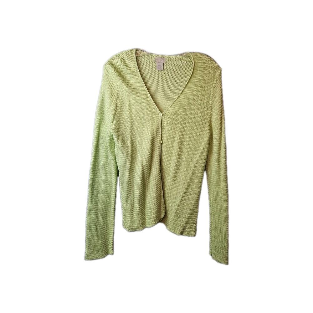 Sigrid Olsen Cardigan Knit Button Up Green Size Large Womens